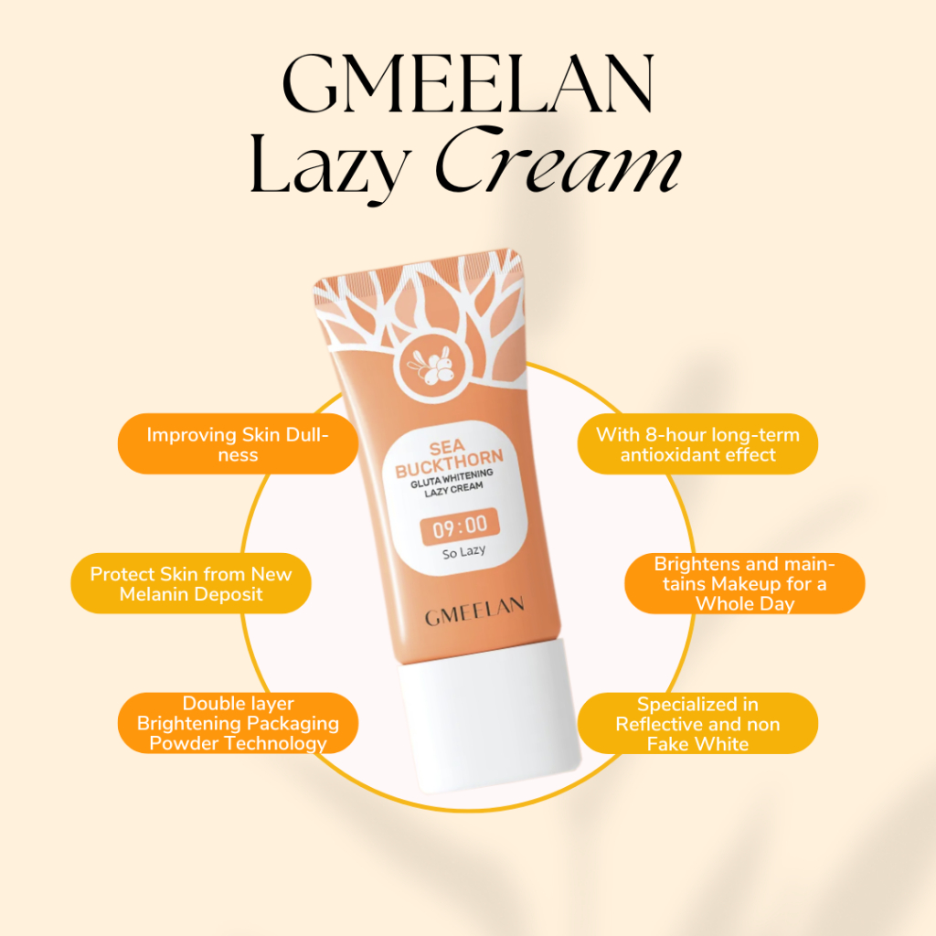 GMEELAN Sea Buckthorn Gluta Whitening Lazy Cream Pemutih Wajah/Pelembap Wajah/Moisturizer