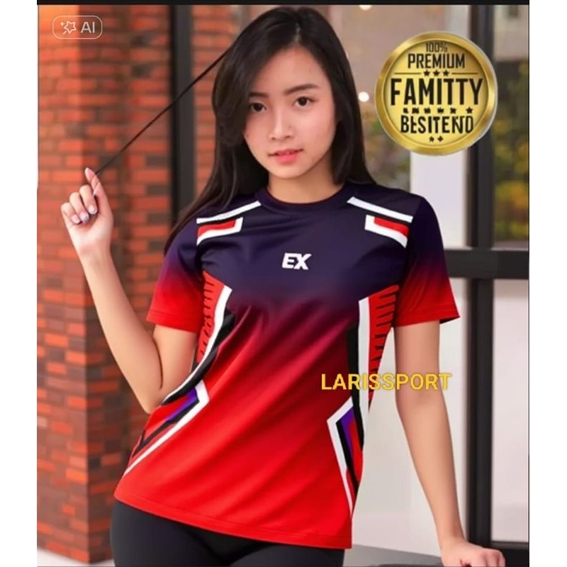 Terbaru Kaos Olahraga Wanita Full Printing Jersey Voli Cewek Kaos Volly Wanita Baju Bulutangkis Kaos