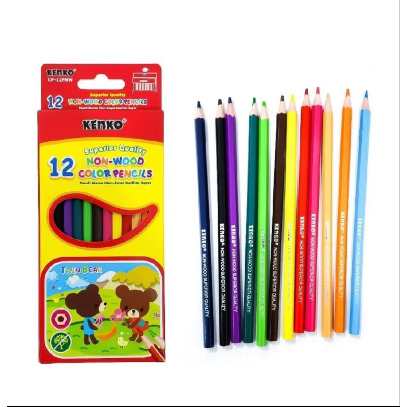 

pensil warna//coloret pencil superior Quality Non-wood kenko CP-12FNW 12 warna murah