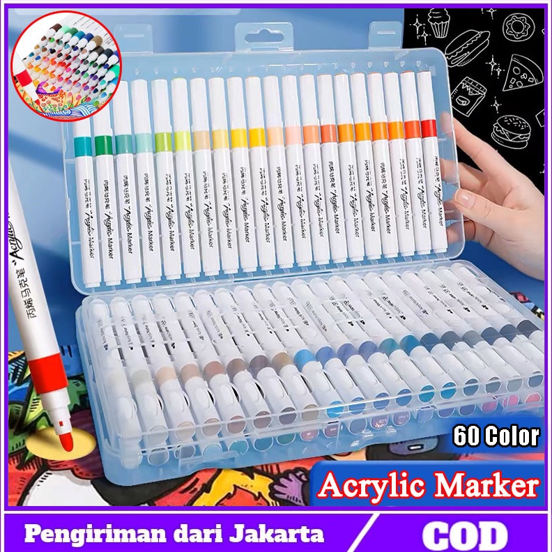 

siap6 Colors Pen Akrilik Marker Warna Cepat Kering Tahan Air Spidol Acrylic Painter Menggambar Kreativitas Seni Edukasi Anak KODE I9J3