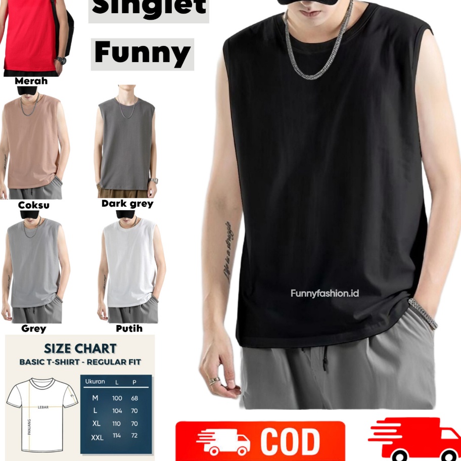Funnyfashion Singlet Pria Polos terbaru  Baju Oblong Pria Polos  Singlet Pria Keren  Singlet Pria Di