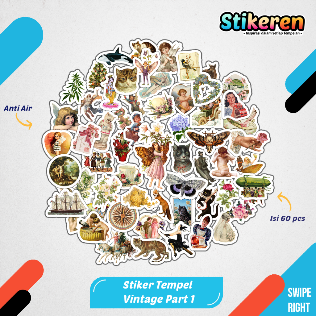 

Stiker Vintage Aesthetic Part 1 Paper Vinyl Dekorasi Laptop Koper Tumbler Kulkas DIY