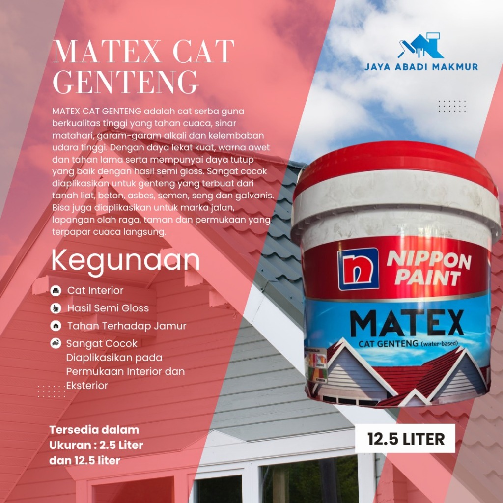 Nippon Paint Matex Cat Genteng 12.5 Liter / Cat Genteng / Warna Custom / Nippon Paint Tinting