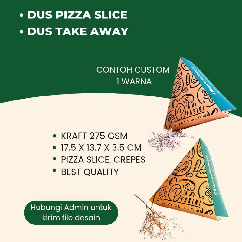 

Dus Paper Box Pizza Slice, Crepes Custom Desain 1 Warna Kertas Kraft
