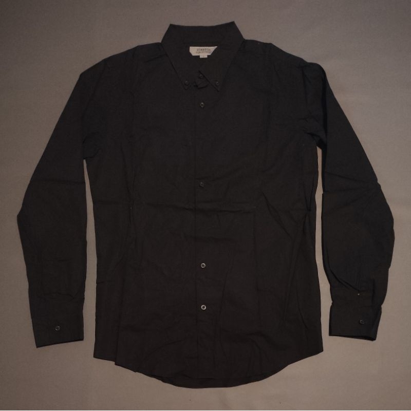 kemeja uniqlo stretch slim fit black L