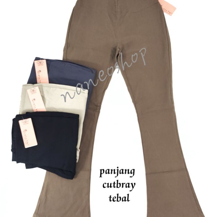 Celana panjang wanita Cutbray Stretch tebal Simple Me