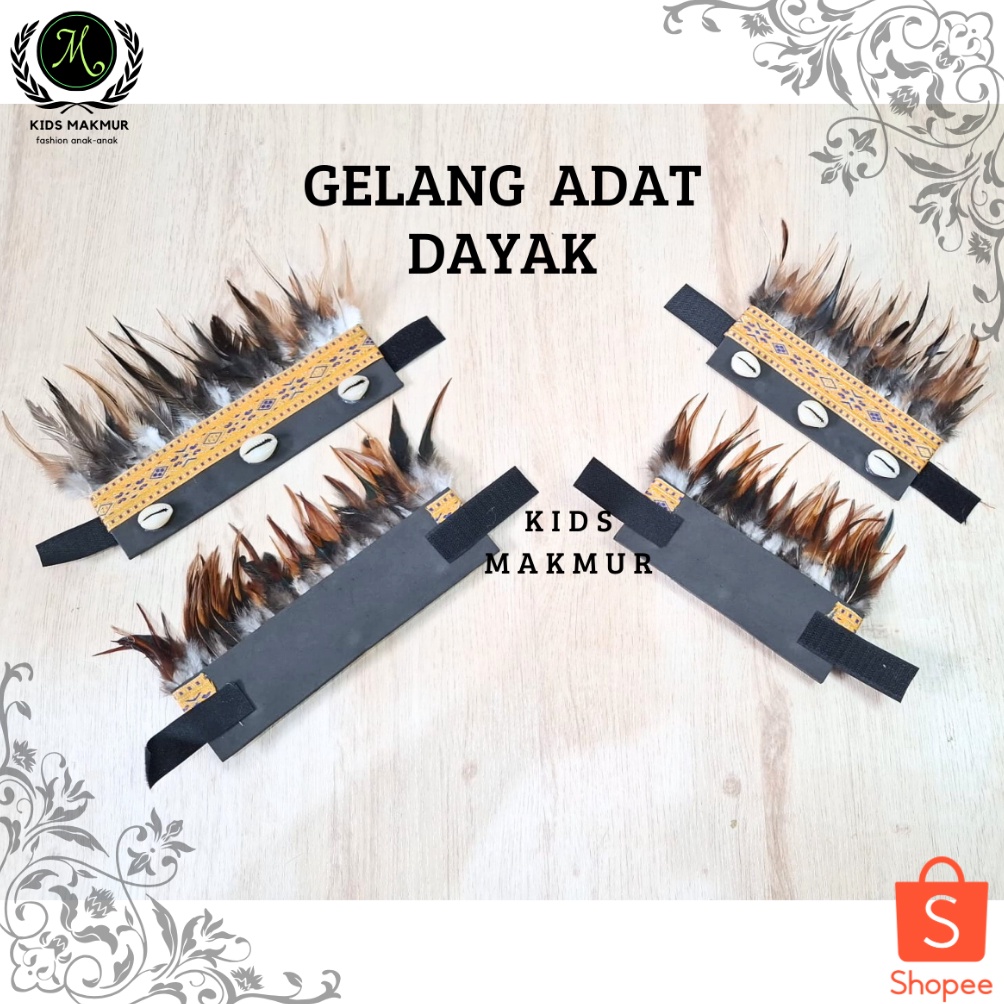 Mahkota DAYAK Aksesoris bulu dayak gelang bulu dayang tangan dan kaki bulu adat dayak bulu tangan da