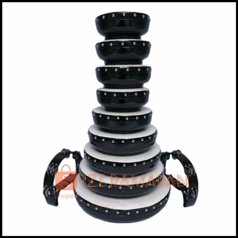 Rebana Qasidah Lasqi Polos 11 Alat Bonus Tas-Suara Nyaring