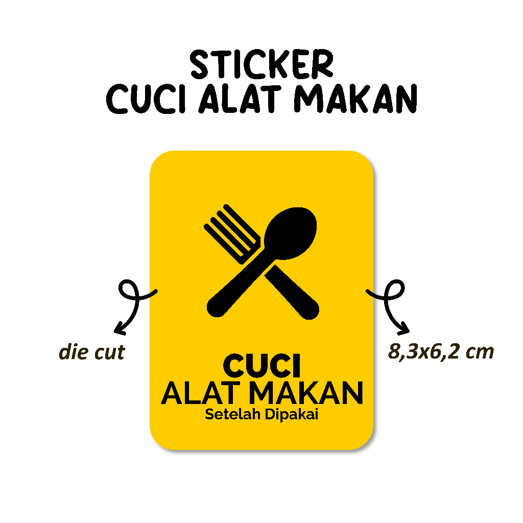 

Stiker Cuci Alat Makan Setelah Digunakan Stiker Awet Tahan Air Sudah Dipotong Sticker Vinyl Laminasi Glossy Die Cut Warna Biru Cerah 8,3x6,2 cm
