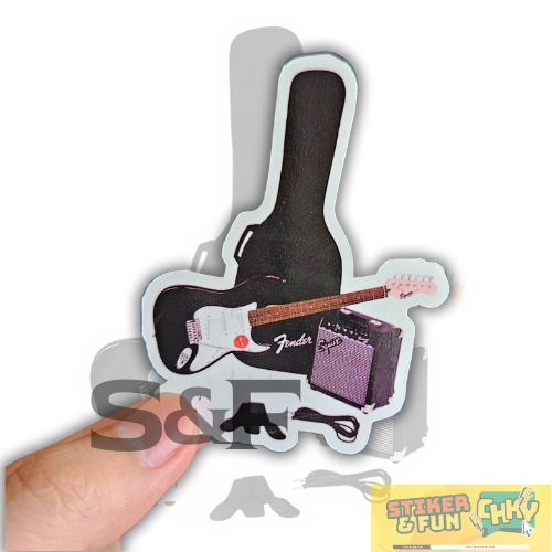 

Stiker Sticker Pack Vinyl Laminasi BLACK WHITE STRATOCASTER GUITAR SET