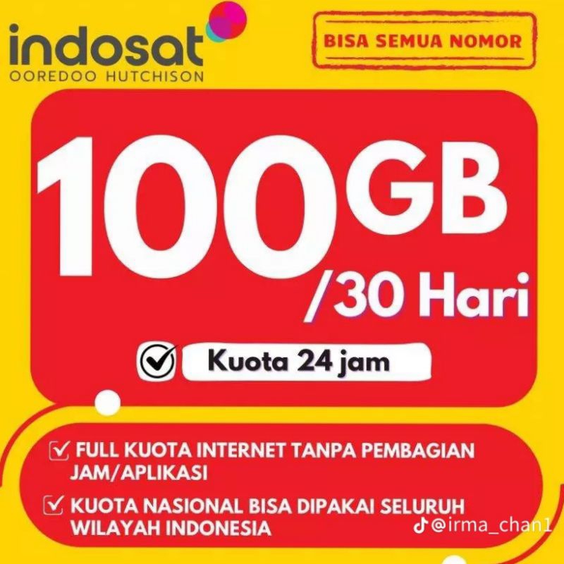 PAKET DATA/KUOTA INDOSAT FREEDOM INTERNET 100GB