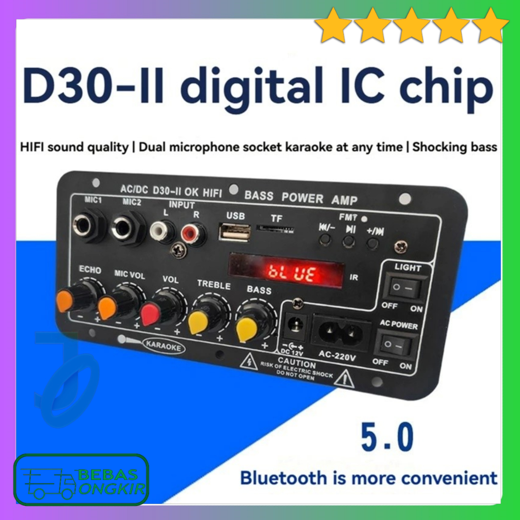 Terbaru Modul Amplifier Board Speaker Aktif Audio Bluetooth USB 2.1 Channel 12V TaffSTUDIO D30-II