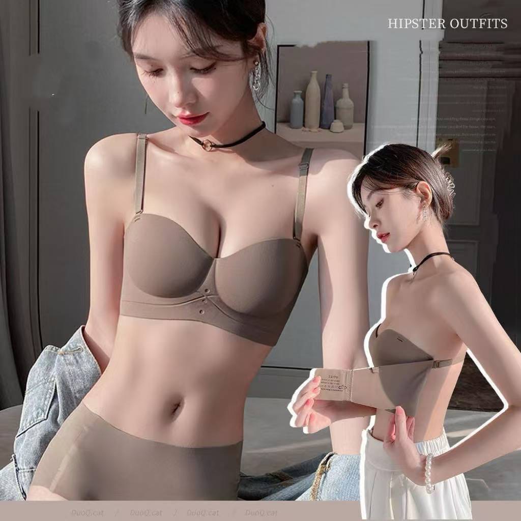 Miss curiosity 2in1 Bra setengah cup tanpa tali — push-up untuk dada kecil, terlihat lebih besar