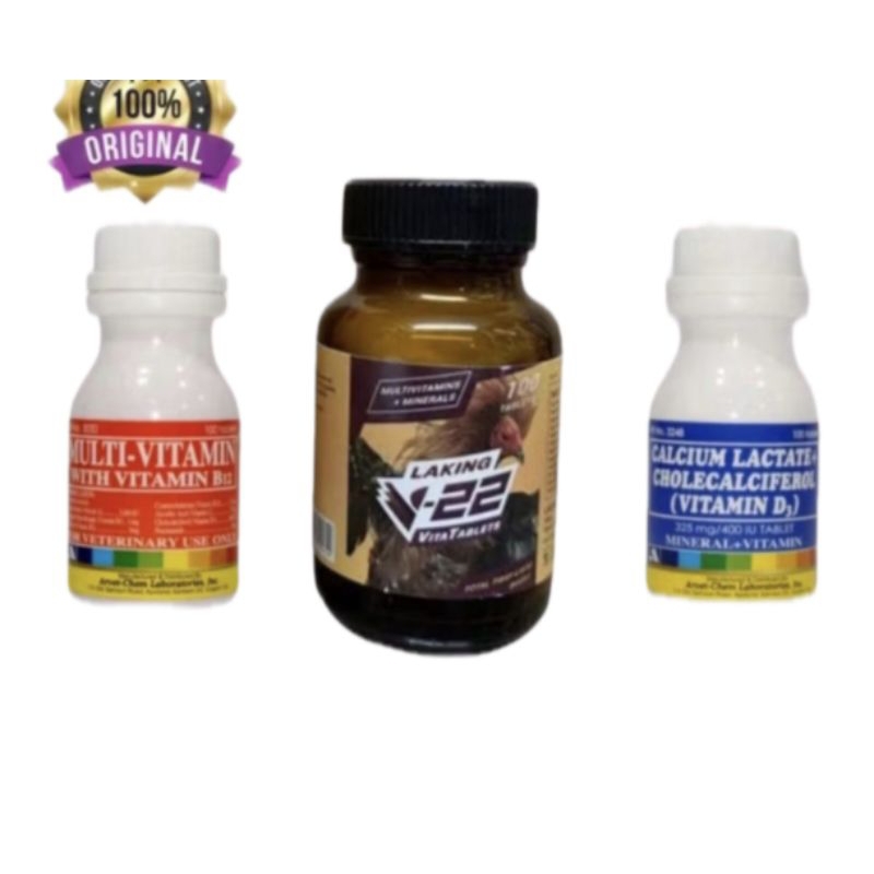CALCIUM LACTATE & MULTIVITAMIN PLUS V-22 BELMAN OBAT RAWATAN SEPAKET AYAM ADUAN PENGUAT SAYAP KAKI S