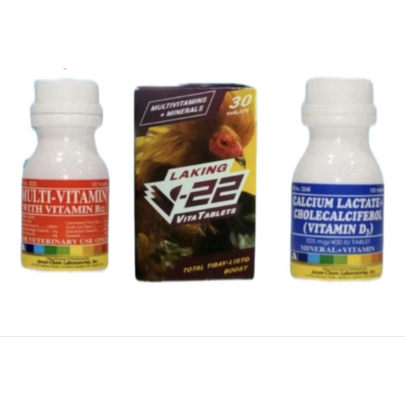 MULTIVITAMIN IMPORT & CALCIUM LACTATE PLUS V-22 BELMAN OBAT PAKET RAWATAN AYAM ADUAN PENGUAT STAMINA