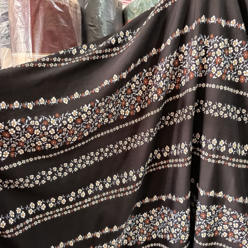 bahan kain rayon motif bunga salur , kain rayon viscose premium