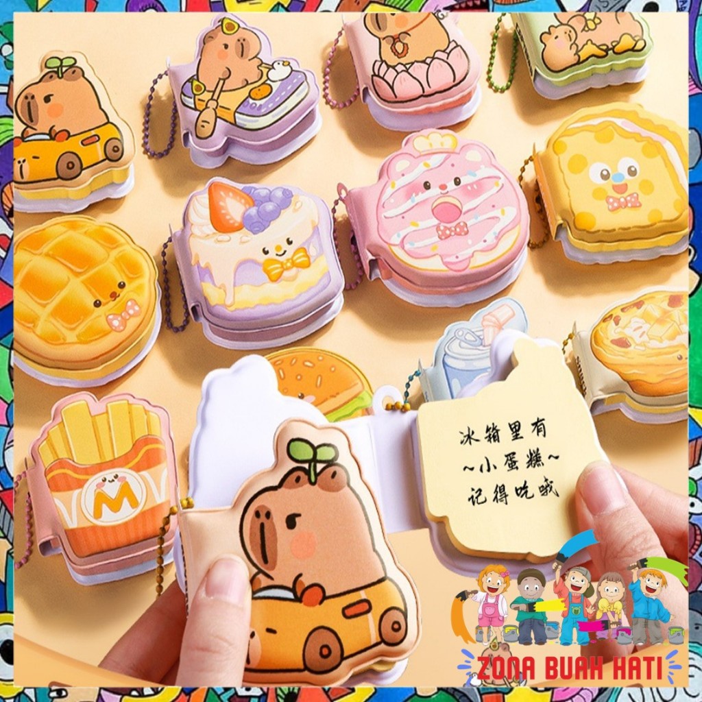 

ZBH Sticky Note Karakter Lucu 80 Lembar Mini Sticky Notes Dengan Rantai Gantungan Bentuk Makanan Notebook Mini Dengan Bantalan Empuk Squishy Kecil