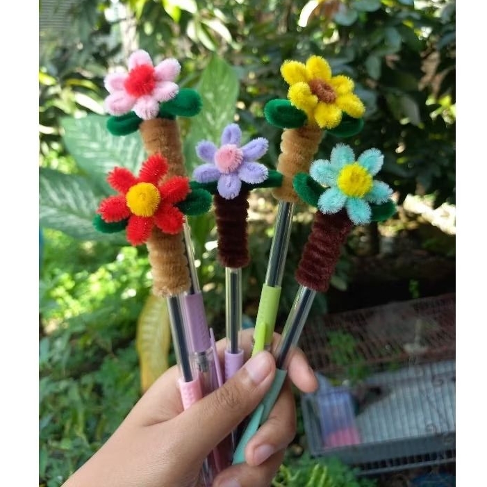 

BOLPOIN Bolpen Topper Kawat Bulu Lucu Bentuk Bunga Custom Nama Aksesori Pensil Sekolah BACK TO SCHOOL