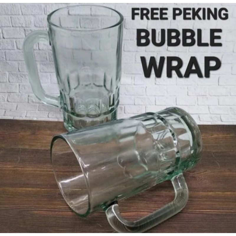 Gelas gagang kaca besar/gelas gagang bir/gelas es teh/gelas minum