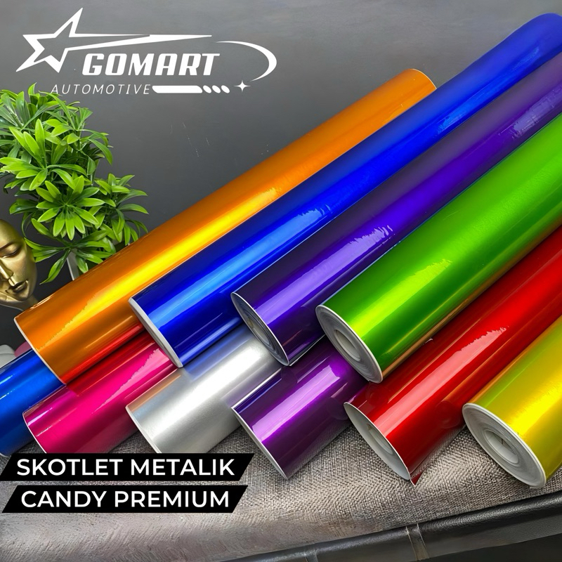 skotlet motor metalik candy sticker scotlite merah maroon ungu pink biru tua metalik candy