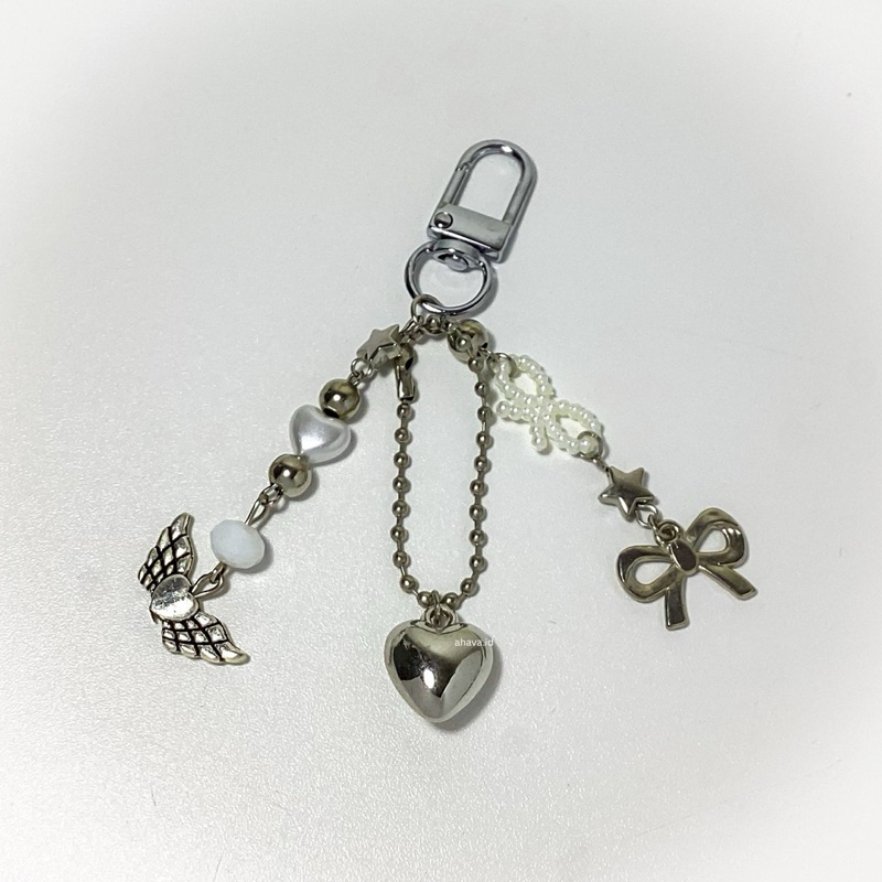 silver bag charm aesthetic simple handmade keychain y2k