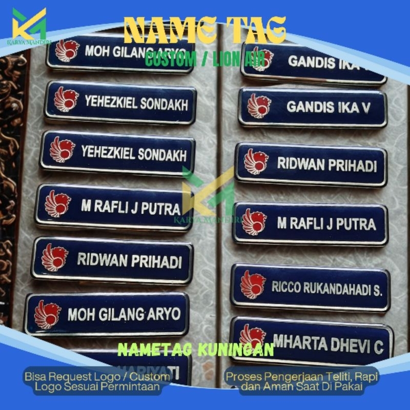 

Nametag Papan Nama Dada Name Tag Magnet Nametag Custom Nama Dada Model Grafir atau Etching dari Bahan Kuningan Bisa Custom Model dan Logo Sesuai Permintaan