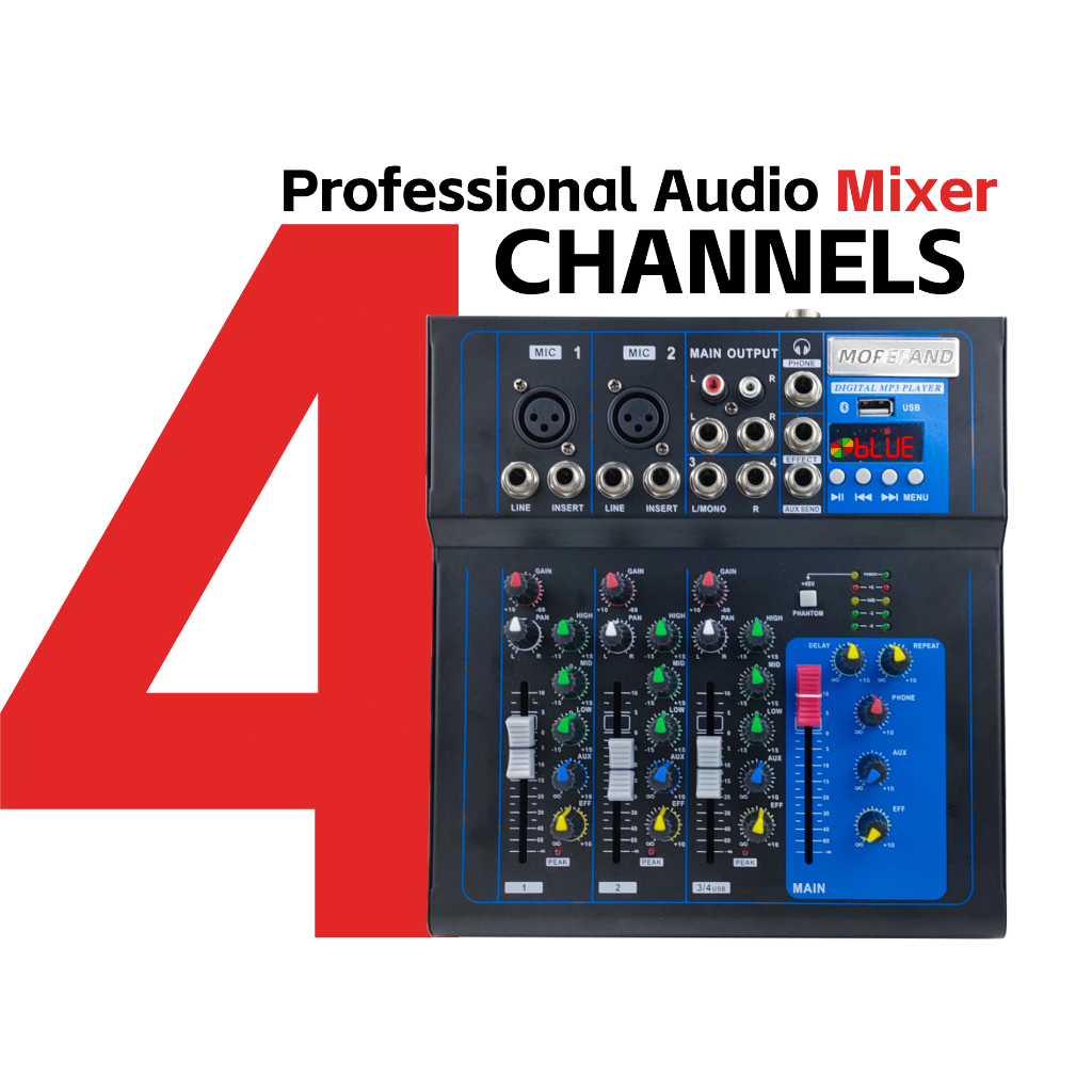 4 Channel Mixer audio/mixer mini/Sound Card/Amplifier Bluetooth/profesional USB mikser audio F4F7