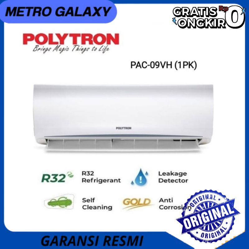 AC Polytron 1 PK 09VH freon R32 garansi resmi Lampung