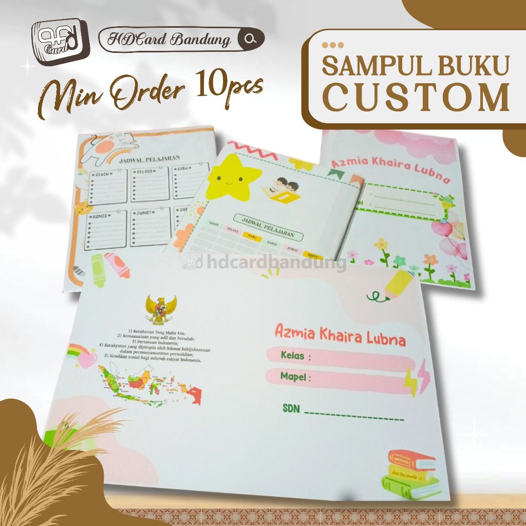 

Sampul Buku Custom Nama Isi 10pcs Sampul Buku Pelajaran Sekolah