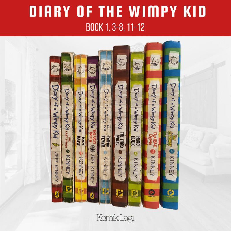 Buku Novel Diary Of The Wimpy Kid set (Book 1, 3-8, 11-12) second, bekas