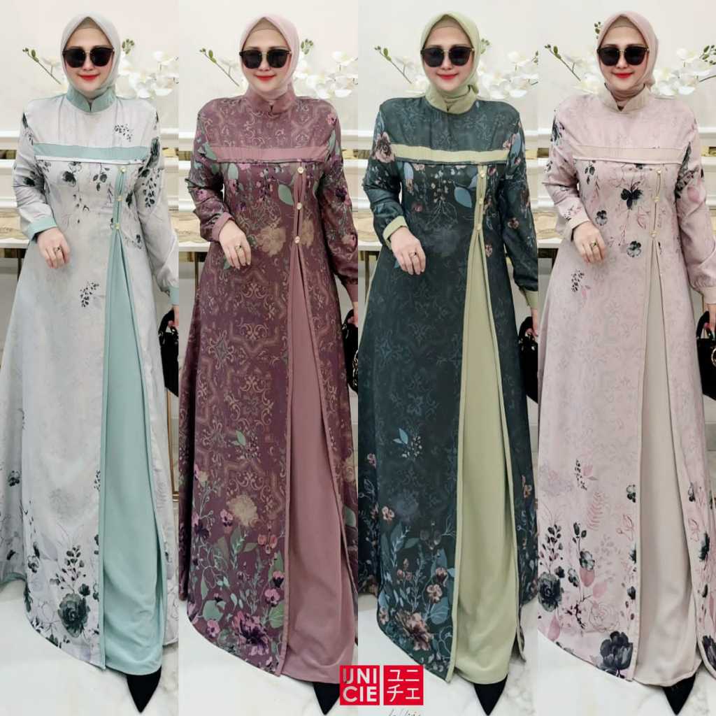 Inara Dress By Unicie Gamis Cantik Best Seller Bahan Mina Print Marbella Anti UV