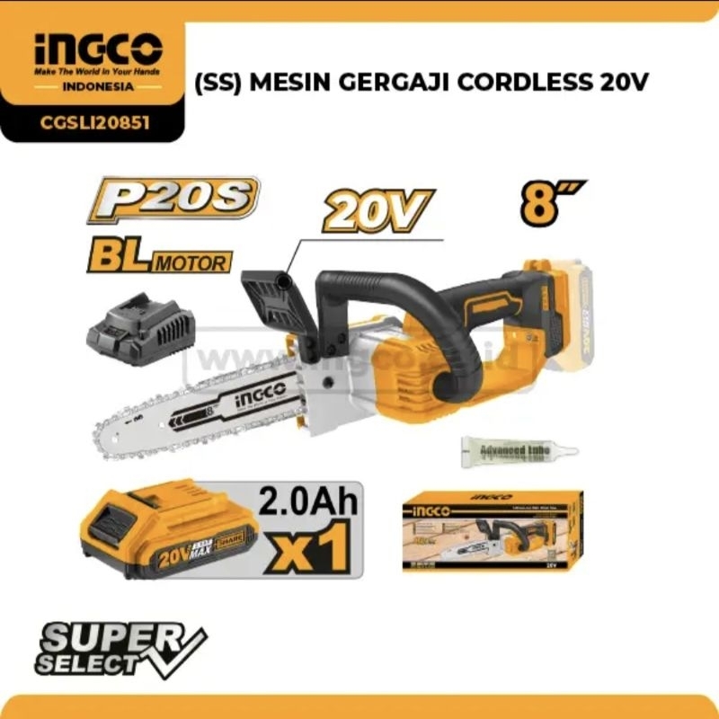 MESIN GERGAJI CORDLESS 20V 8 INCHI INGCO