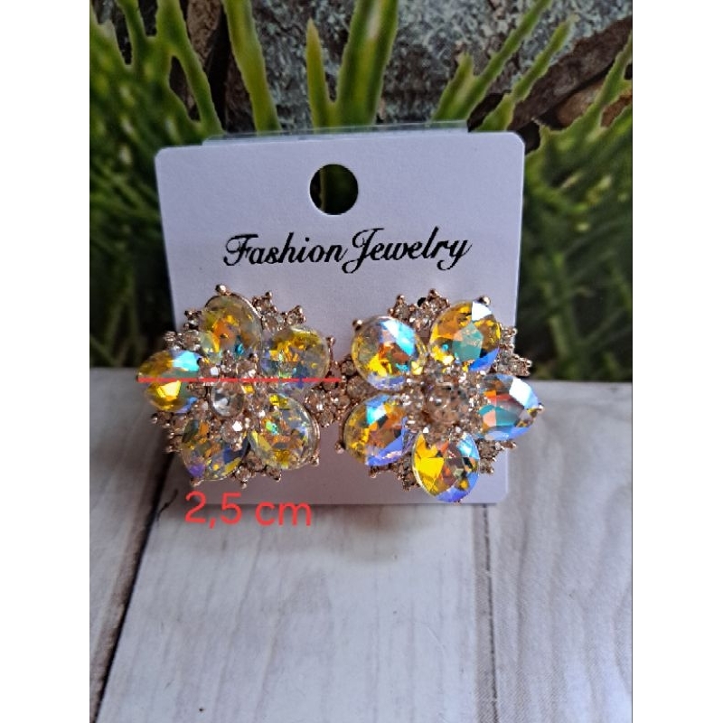 Giwang emas/anting jepit(cekrek) aksesoris anting pengantin/anting klip/giwang emas jepit