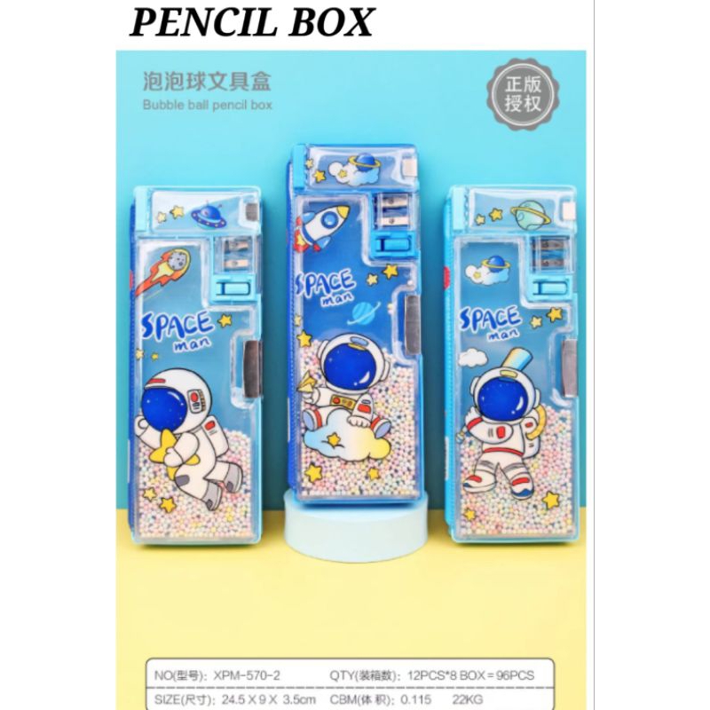 

kotak pencil springkle/kotak pensil magnet/tempat pensil double serutan/springkle pencil case astronout/capybara/unicorn