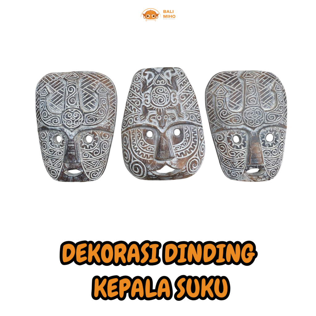 Dekorasi Dinding Kepala Suku Antik - Pajangan Dinding Suku Asmat - Patung Suku Asmat Kayu