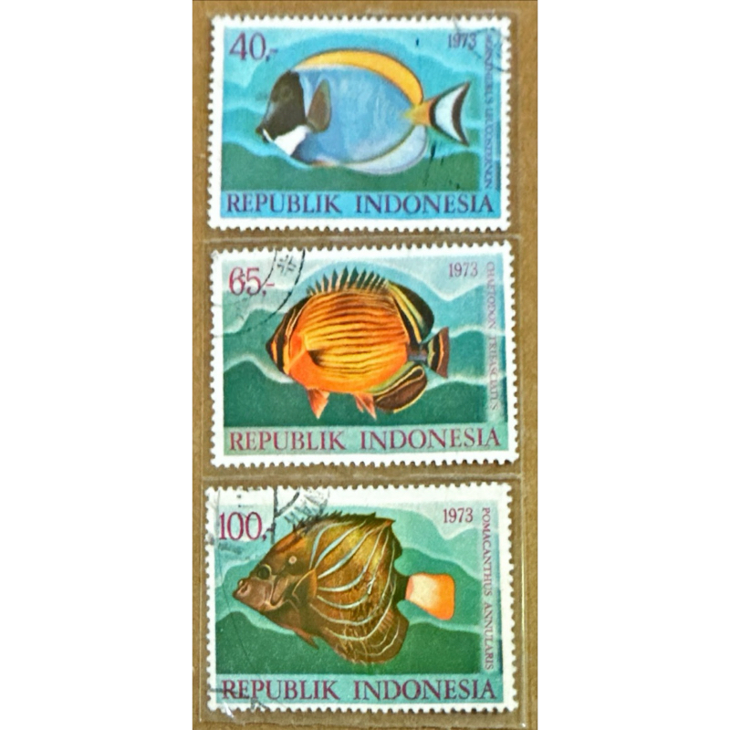 

(BA) PRANGKO INDONESIA 1973 IKAN HIAS LAUT 3V COMPLIT SET USED.