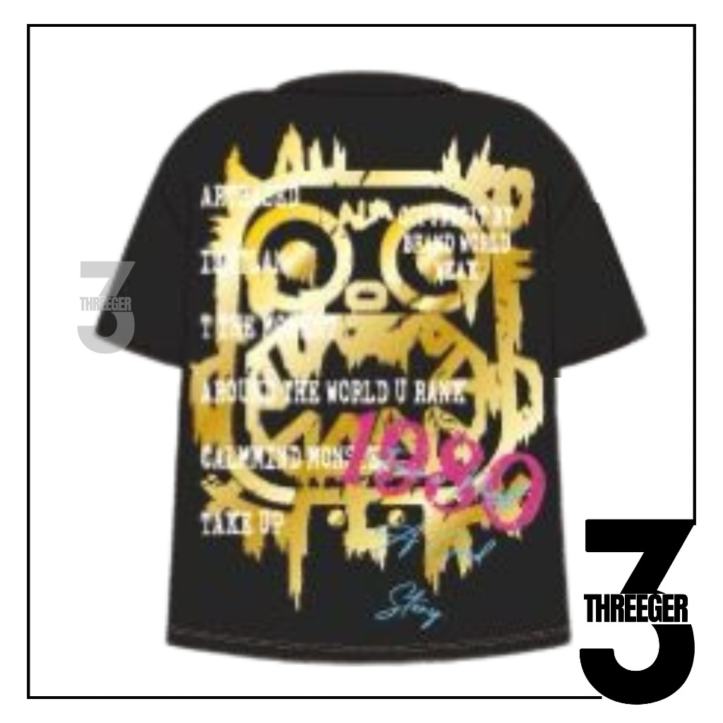 Calmmind Gold Lettering Monster Tee Black Original / Calmmind Original