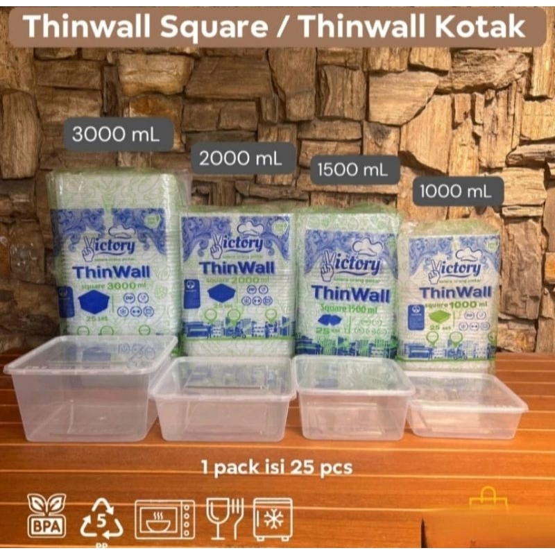 Thinwall 1000ml SQ (25 pcs) / Kotak Makan 1000ml SQ