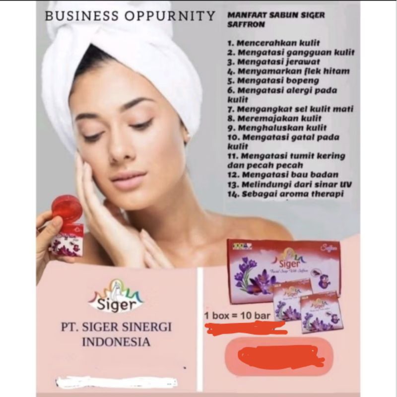 Sabun Siger Saffron 1 Box(10pcs) Asli BPOM / Original PT. Siger Sinergi Indonesia