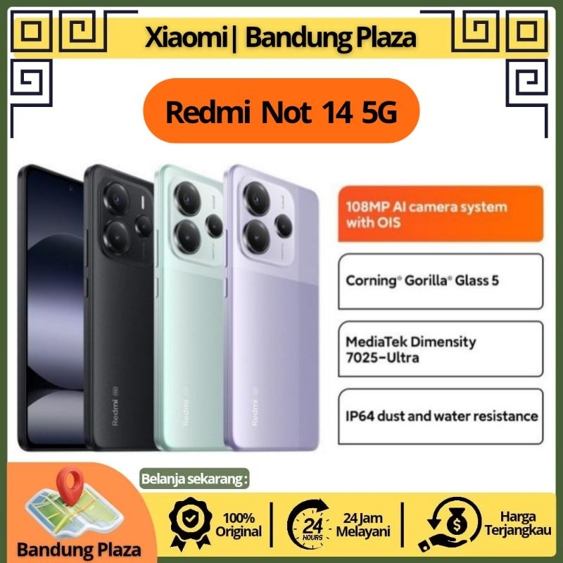 Xiaomi Redmi Not 14 5G Ram 8+8/256Gb 108Mp Kamera Utama Dimensity 7025