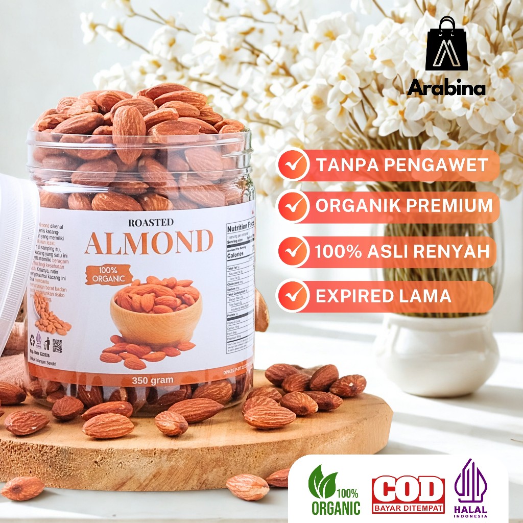 

Arabina Kacang Almond Panggang Roasted Original Renyah