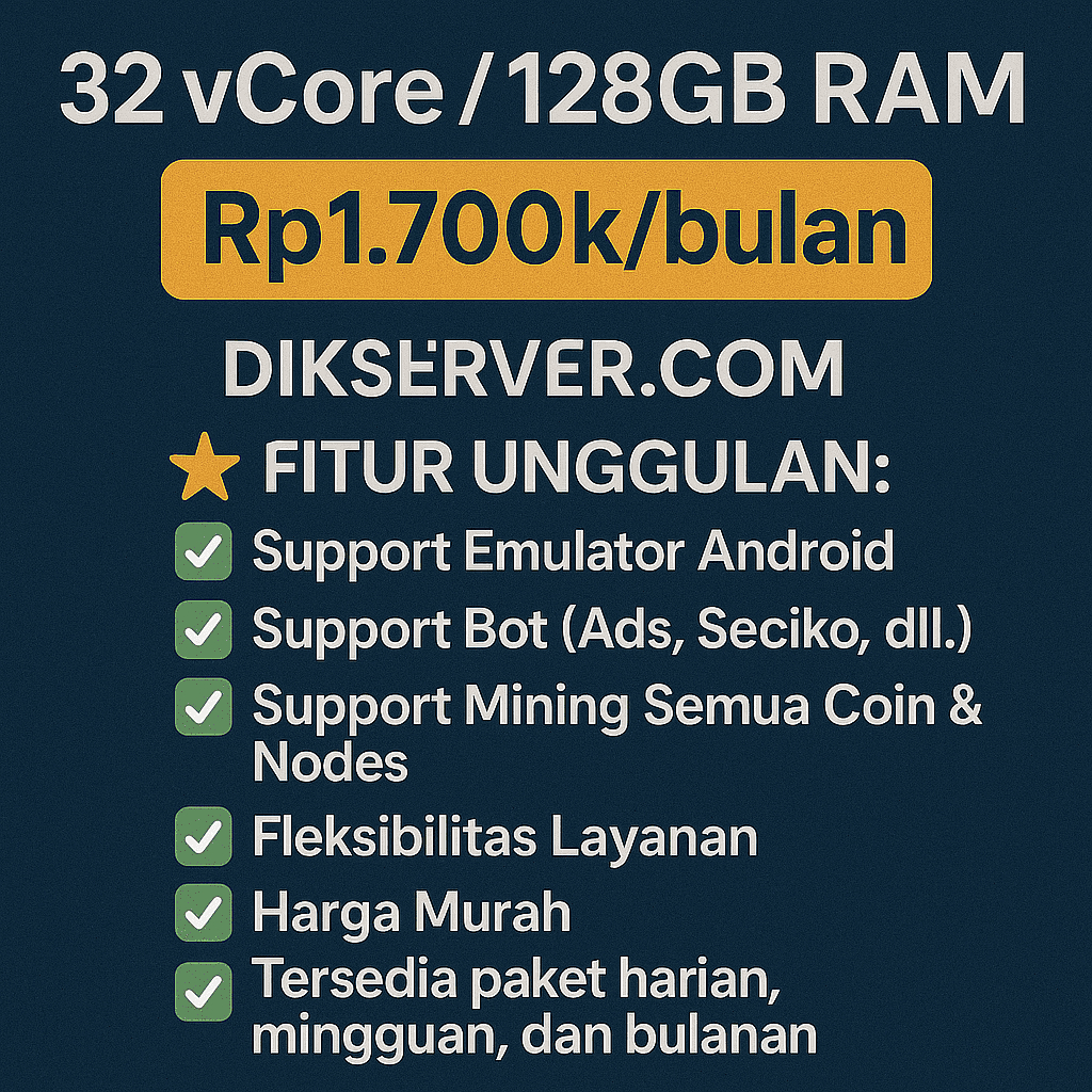 VPS / RDP Kencang | Harian - Mingguan - Bulanan | 32 Core 128GB RAM | Bergaransi & Anti Suspend
