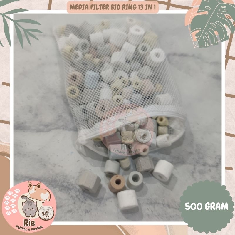 Media Filter Bio Ring 13 in 1 - Bioring Filter Aquarium 500 gram