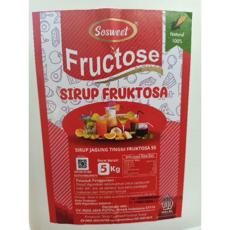 

GULA CAIR SOSWEET -SYRUP FRUKTOSA - 5 Kg