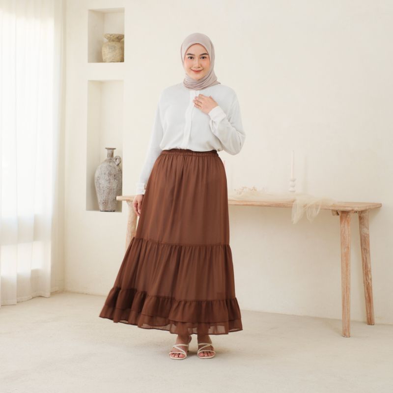 Rok Susun Polos - Rok Susun Polos Hightwaist Panjang Korean Style