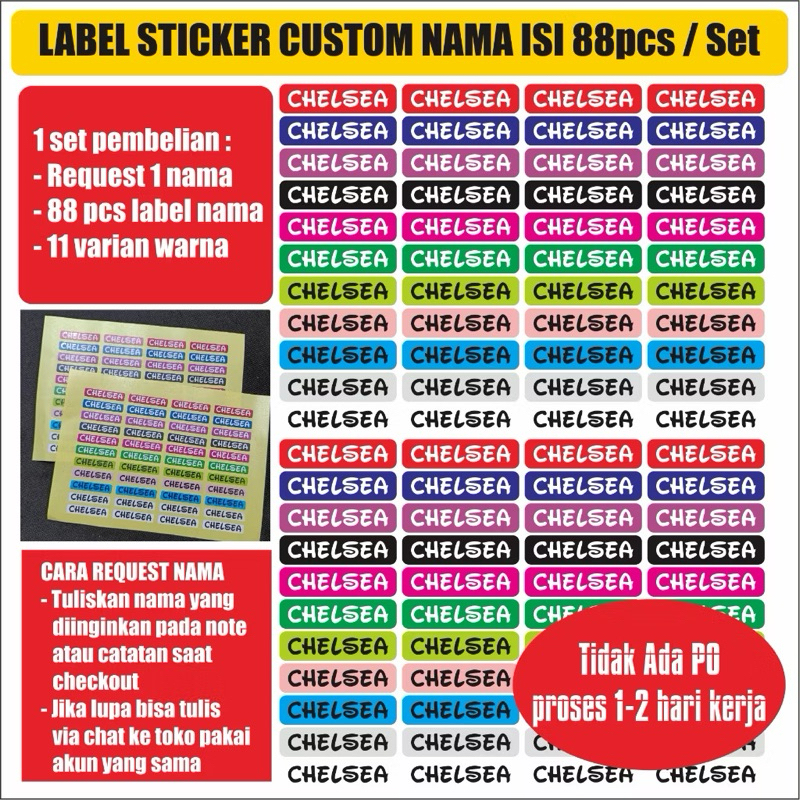 

BA145 Label Sticker Custom Nama Isi 88pcs per Set, Bisa Tempel Di Buku Tulis, Mapel, Alat Tulis, dll. Stiker Chromo Waterproof atau Anti Luntur