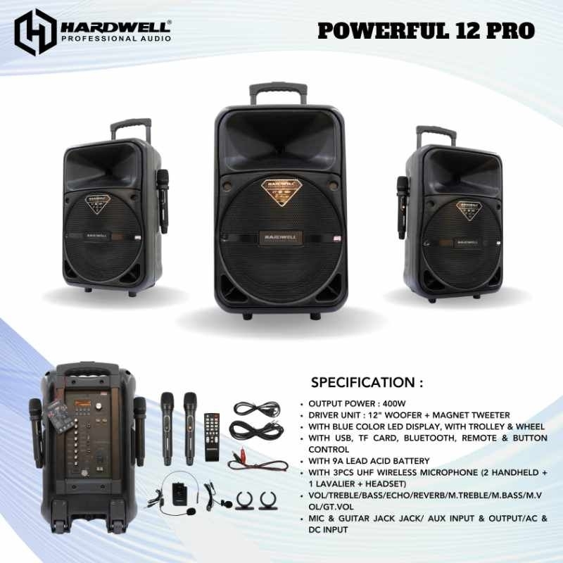 HARDWELL POWERFUL 12 PRO | speaker aktif 12 inc | speaker portable | speaker battery | speaker bluet