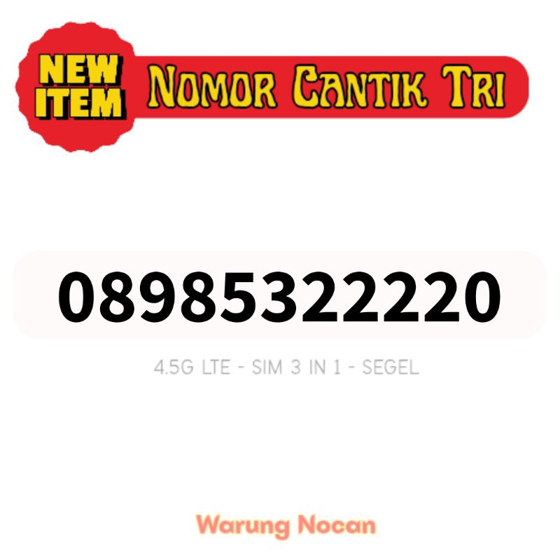Nomor cantik tri 3 11 digit 22220