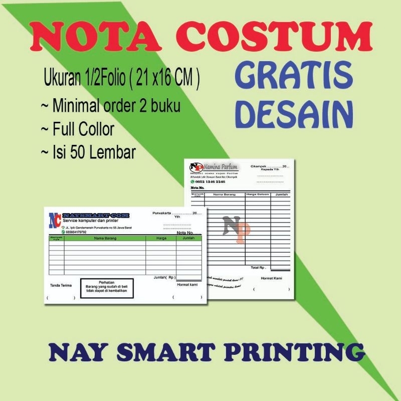 Nota Costum 1/2 folio Full Color2 ply