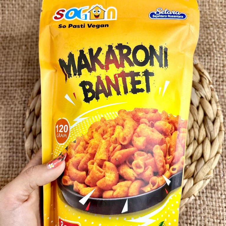 

Makaroni Bantet SOGAN Vegetarian Vegan Halal Pedas Manis HALAL 120gr